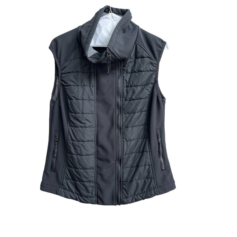 Women's Urbanwear BENCH Buckle Full Zip Quilted Vest In Black Size‎ Large Thin L